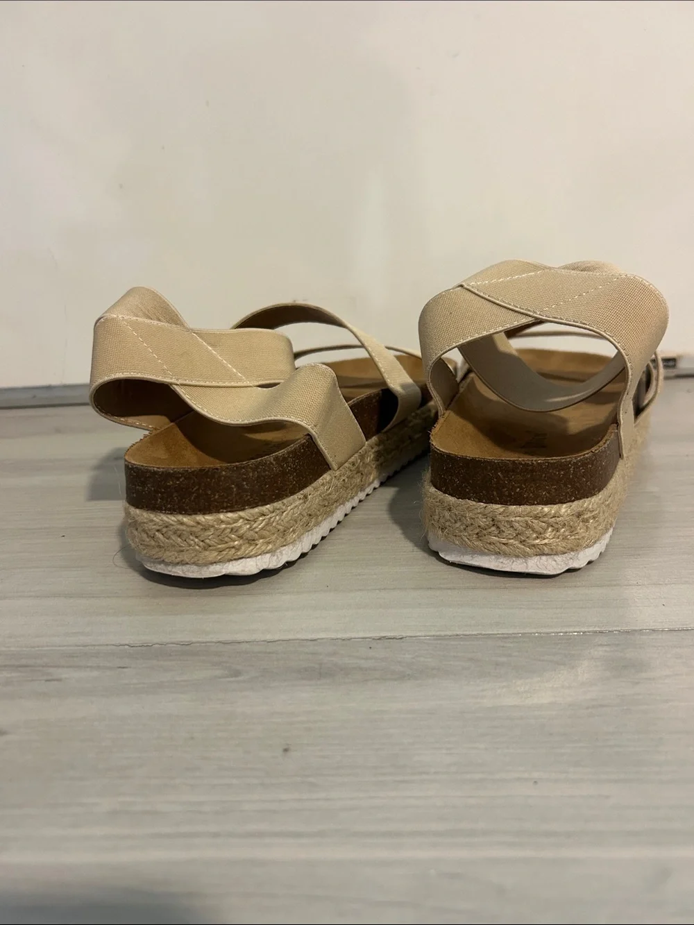 Nature Breeze Beige Espadrille Platform Sandals